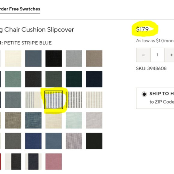 Pottery Barn Cammeray Outdoor Dining Chair Cushion Slipcover (8 available) NWT - Picture 2 of 3